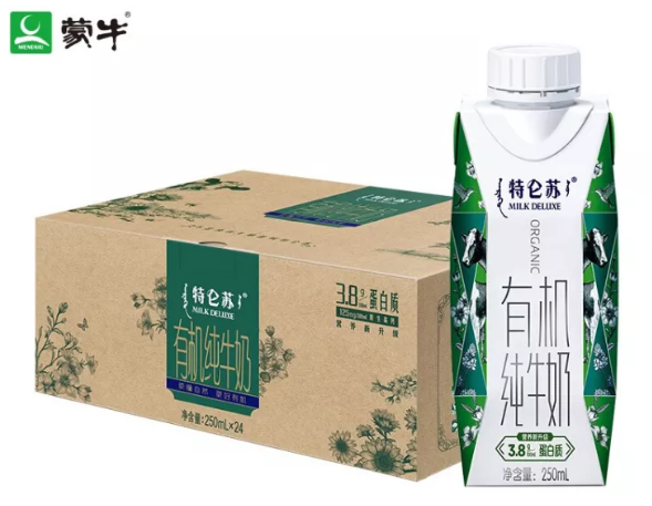 蒙牛 特仑苏 有机纯牛奶3.8g蛋白质含量升级 250ml*24 梦幻盖礼盒装（新老包装随机发货）